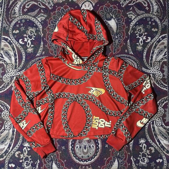 Nike Sportswear Red Icon Clash Women's Cropped Hoodie Sweatshirt Size Small - Picture 1 of 9
